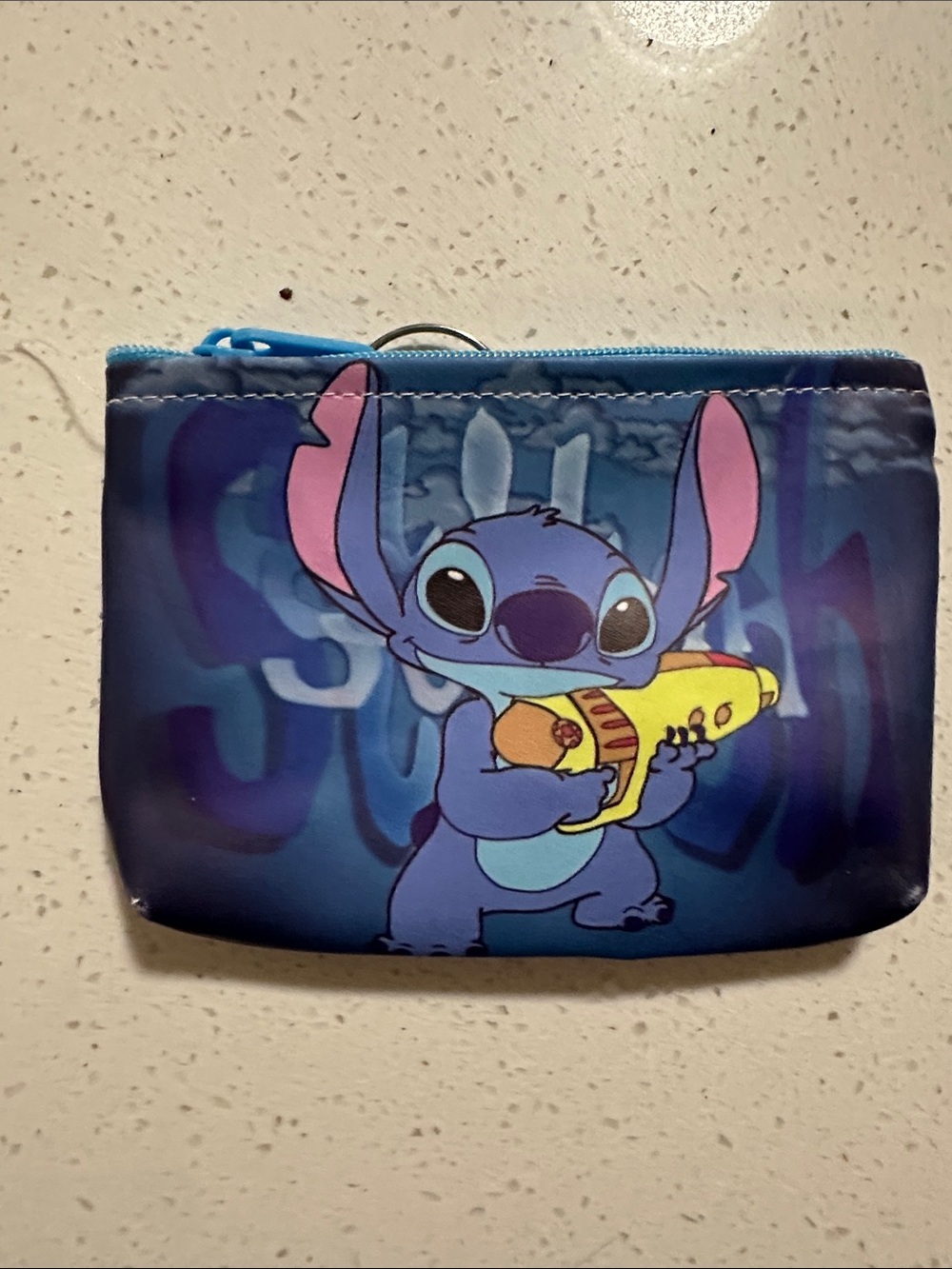 Blue Stitch Character Kids Coin Pouch with Watergun Print